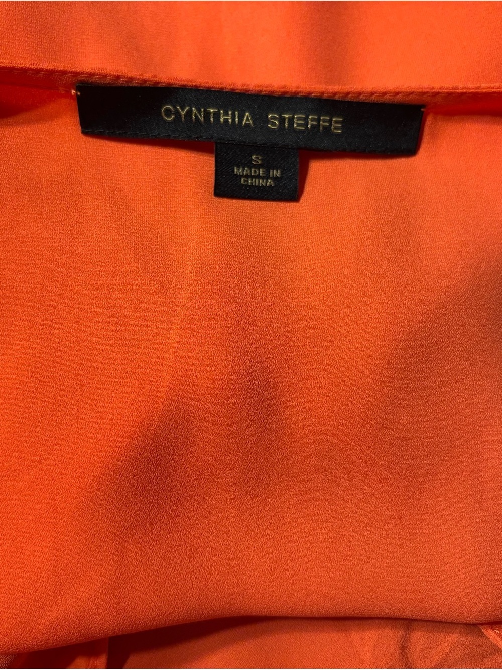 Cynthia Steffe Bright Orange Tie-Front V-Neck Blouse - Picture 3 of 8